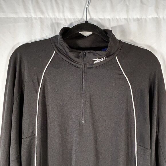 Mizuno Pullover Men's Medium Black Long Sleeve Collared Running Jacket - Picture 2 of 11